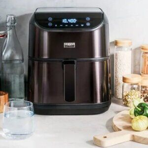 BELLA 6-qt. Digital Air Fryer w Touch Screen, Stainless Finish - Black Stainless